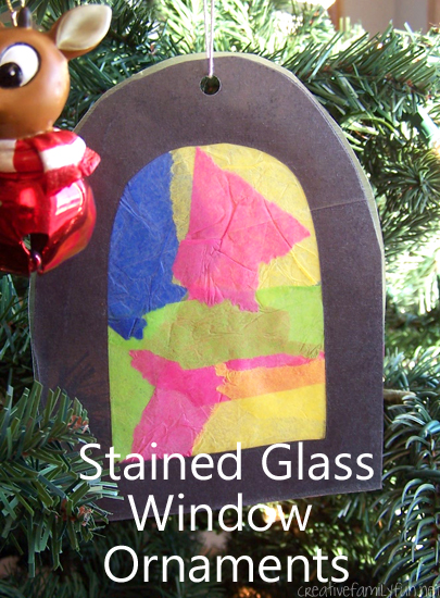 This Stained Glass Window Ornament is fun for toddlers and preschoolers to make. Plus, it makes a colorful addition to your Christmas tree.