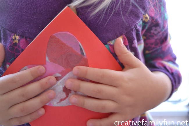 These kid-made Stained Glass Window Valentines are such a fun Valentines gift for family and friends. This is such a pretty Valentines craft for kids.