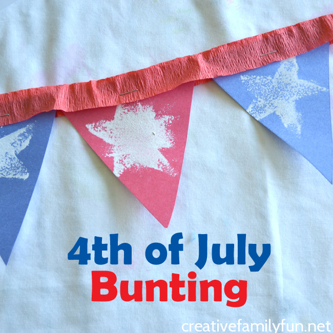 Decorate with this simple 4th of July bunting kids craft. It's a fun and festive patriotic craft that your kids will love to make.