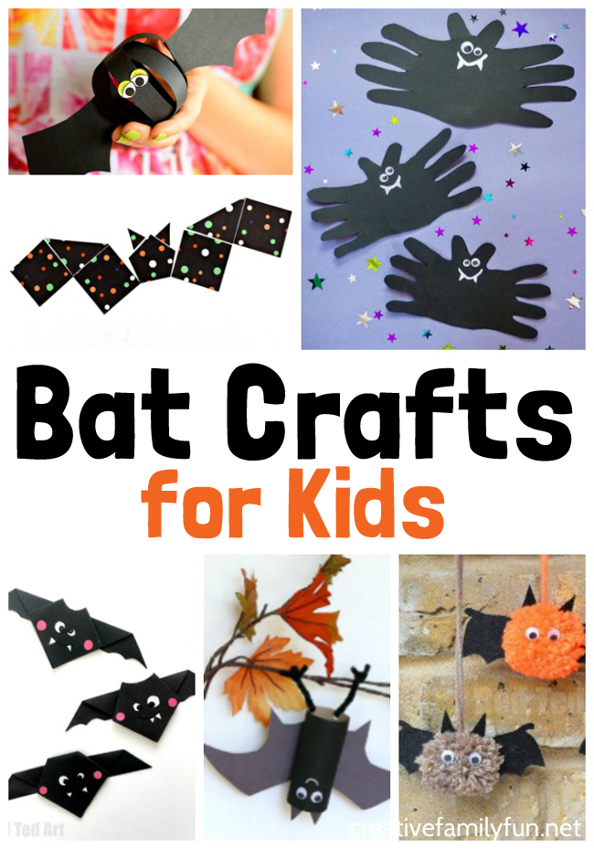 Awesome bat crafts for kids that are perfect for Halloween. These cute bat crafts are not at all spooky and make a fun Halloween decoration.
