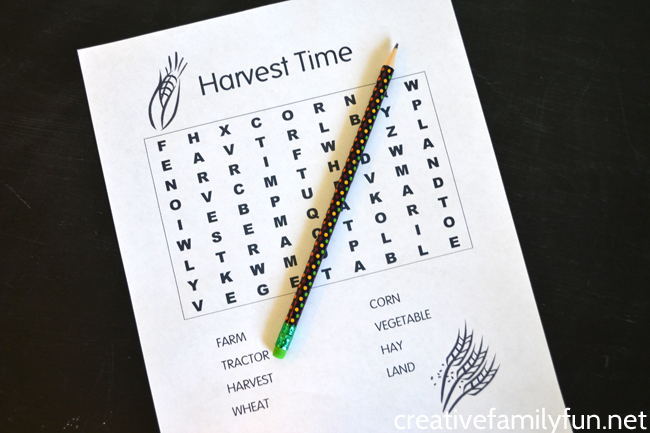 Print out one or both of these fun Thanksgiving Word Searches for kids. Get the Harvest Time word search and Thanksgiving Dinner word search here.