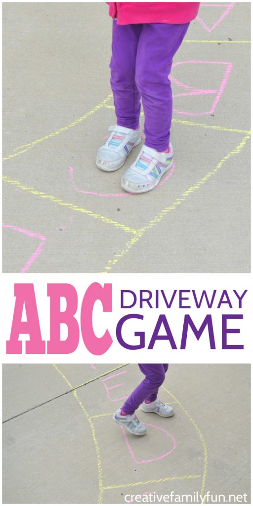 Grab your sidewalk chalk, go outside, and have some fun learning your ABCs with this fun outdoor alphabet game you can play on your driveway. 