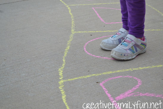 Grab your sidewalk chalk, go outside, and have some fun learning your ABCs with this fun outdoor alphabet game you can play on your driveway.