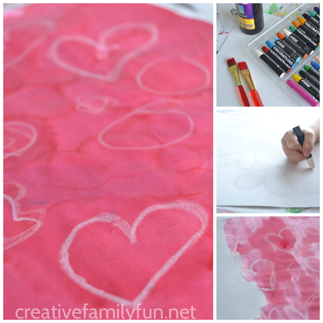 Make beautiful Valentine's Day kid art with a fun technique. These Valentine watercolor resist paintings are a fun process art project for February.