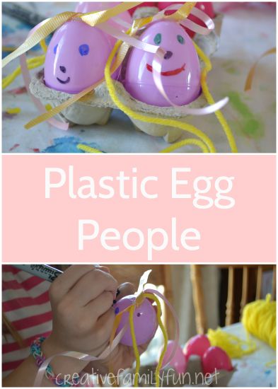 Turn your plastic Easter eggs into fun bunnies and cute kids. This fun kids craft is open-ended and creative. Try this fun activity, Plastic Egg Bunnies, this Easter.