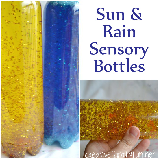 Making sensory bottles is always fun, especially when you're inspired by the weather. These sun and rain sensory bottles are simple and fun to make.