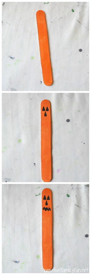 These Halloween puppets are super-cute and so much fun to make. You just need a few jumbo craft sticks to make this simple Halloween craft for kids.