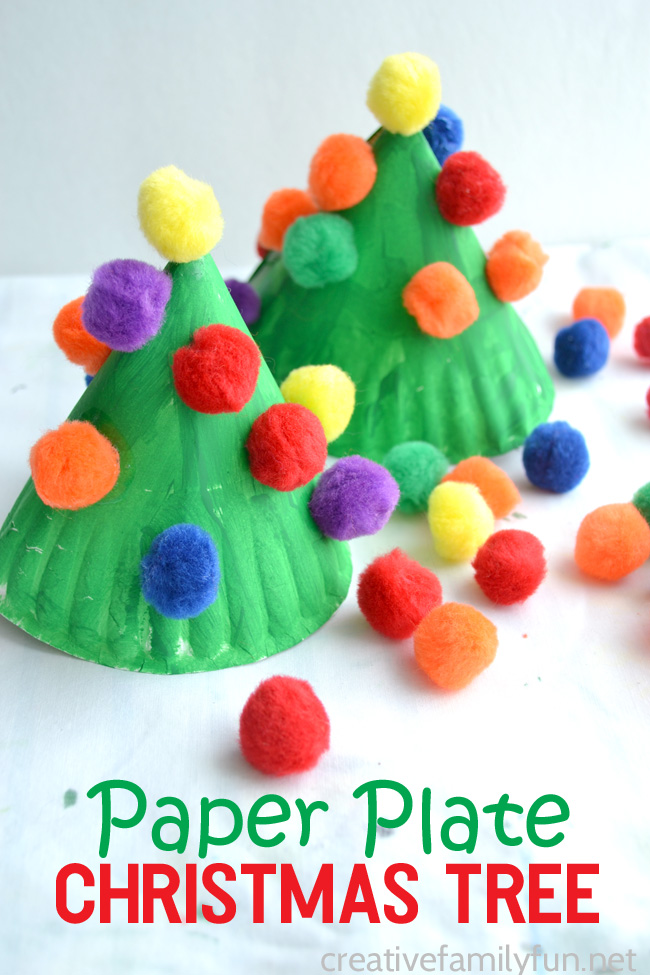 Make this fun and colorful Paper Plate Christmas Tree craft for kids or make several for a perfect kid-made Christmas decoration.