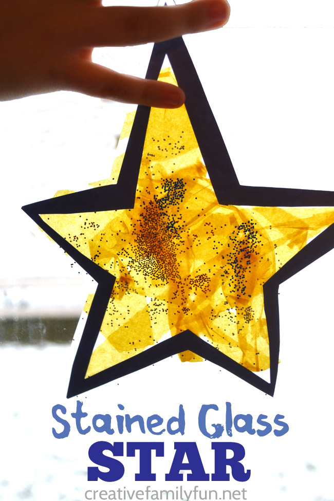 Make a Stained Glass Star Suncatcher to decorate your windows for Christmas or any time of the year. This easy craft is perfect for kids of all ages.