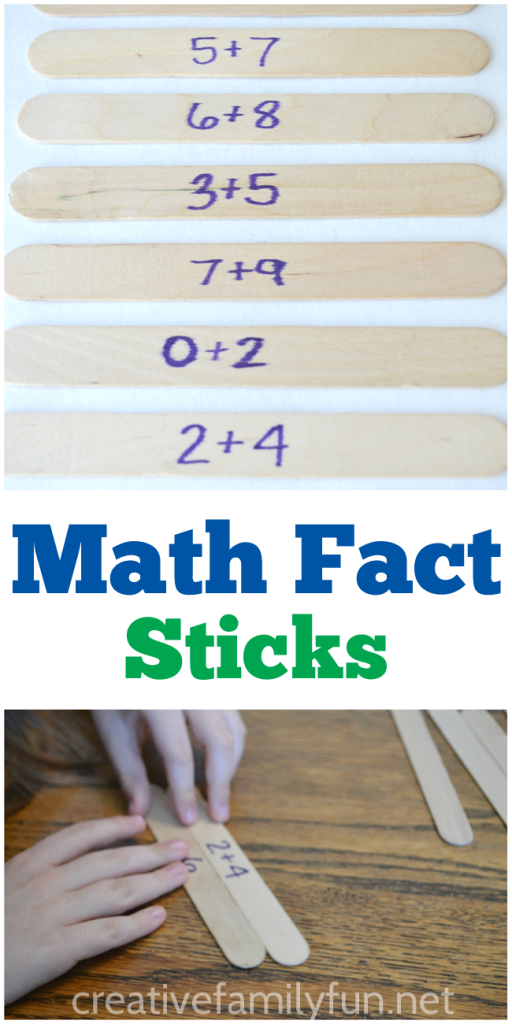 Math Fact Sticks are a fun and easy game to help your child learn math facts. Play this fun math game with one or two kids.