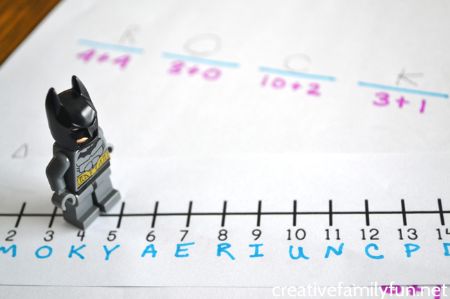 Figure out the message when you solve a number line secret code. This is a fun DIY math game that you kids will love to solve!
