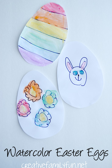 Get out your watercolors and make a pretty Easter banner. This simple Watercolor Easter Eggs Garland is simple to make, is a fun art project for kids, and make a pretty homemade Easter decoration. 
