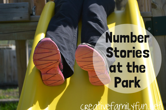 You practice number stories anywhere! Try this fun outdoor number stories activity the next time you go play at the park. 
