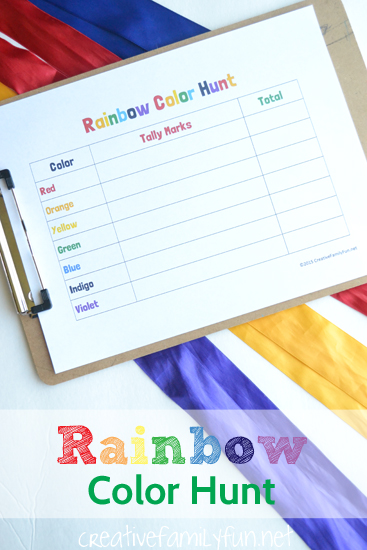 Sneak in math fun while you search for a rainbow of colors. This tally mark scavenger hunt is a great way to practice writing and counting tally marks. 