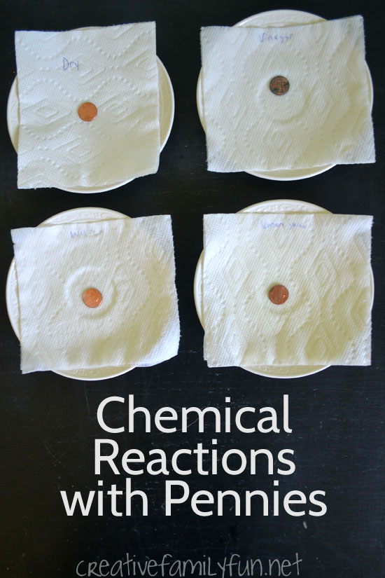 This fun science project for kids will help them explore chemical reactions with pennies.