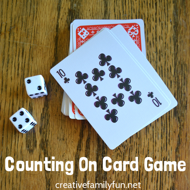 Grab a deck of cards and some dice to play this simple counting on card game. It's an easy way to practice math after school.
