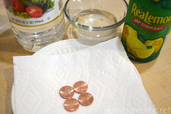 This fun science project for kids will help them explore chemical reactions with pennies.