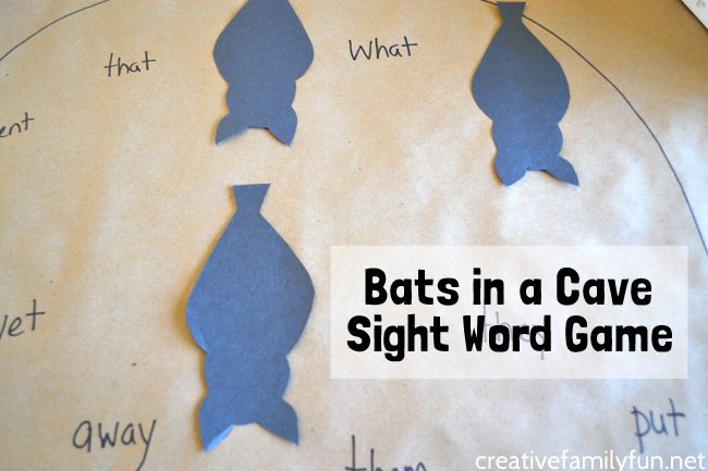 Have some fun practicing sight words with this Bat Sight Word Game by putting all your sleeping bats in the correct place in their sight word cave.
