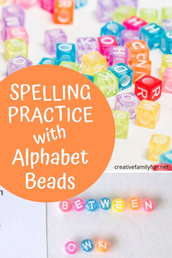 Alphabet Bead Spelling Words is such a fun activity to help your child master any spelling list. It's easy to set up and promotes fine motor skills too.