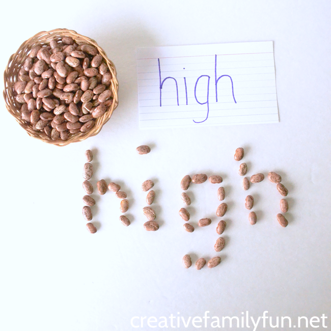 Are you looking for some fun spelling practice ideas? Here's a great idea, make words with dry beans. It's a fun way to practice.