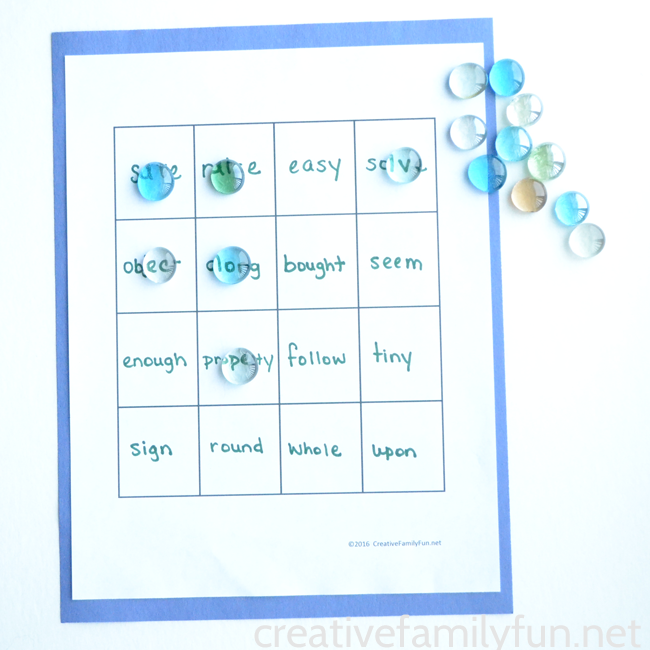 Make your own spelling word BINGO game for fun at-home spelling practice.