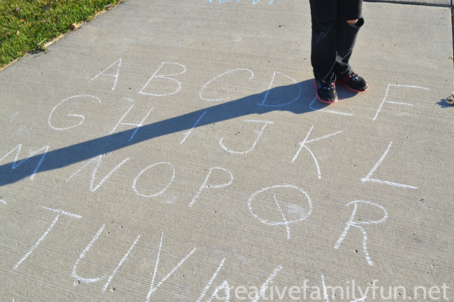 Practice spelling outside with a driveway letter grid. Hop, skip, run, and jump your way through all your spelling words.