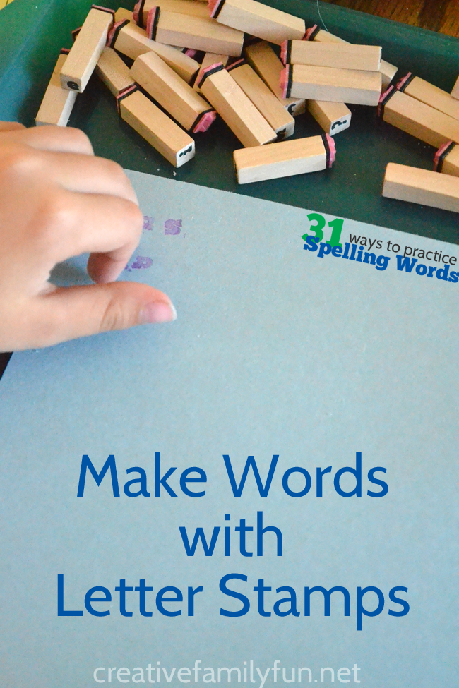 Put down the pencil and practice spelling by making your words with letter stamps. It's a simple, quick activity that makes spelling fun.