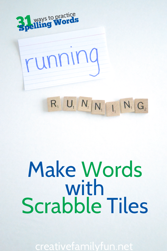 Put away the paper and pencil and hit your board game supply with this fun way to practice spelling words, Scrabble Tile Spelling Words.