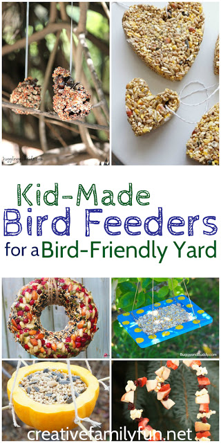 Invite the birds to your yard with one of these kid-made bird feeders. DIY bird feeders are a great family craft and a fun way to learn about nature.