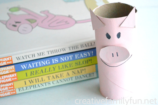 Do you love the Elephant and Piggie books by Mo Willems? You'll love making this cardboard tube Piggie craft to go along with the books. 