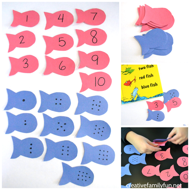 This One Fish Two Fish number match activity is a fun way to practice numbers and counting. It's a fun math game for preschool and kindergarten.