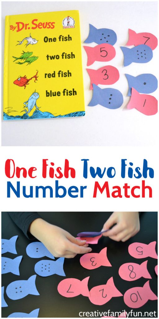 This One Fish Two Fish number match activity is a fun way to practice numbers and counting. It's a fun math game for preschool and kindergarten.