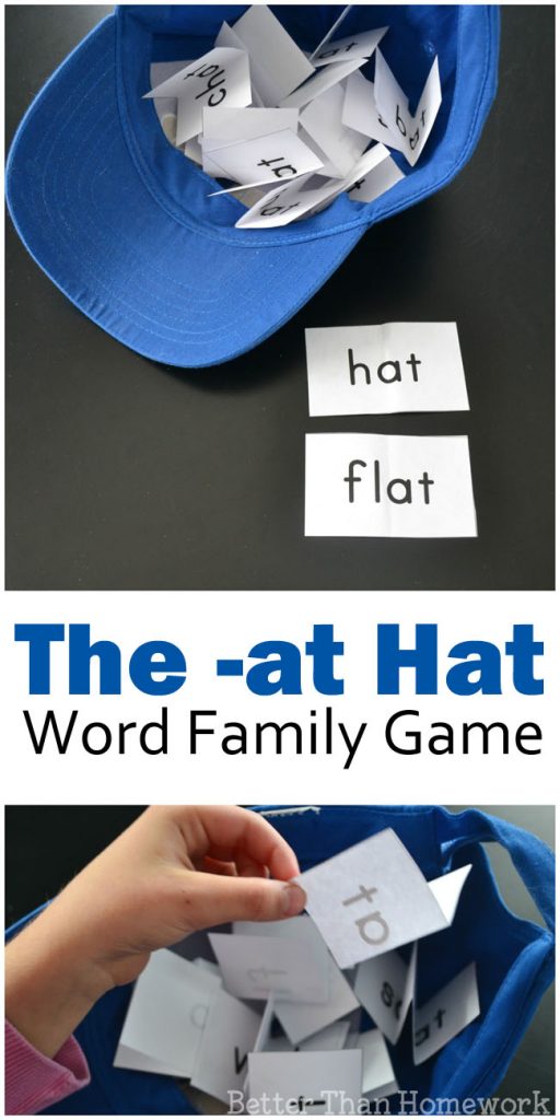 Practice your -at words with this fun word family game, The -AT Hat