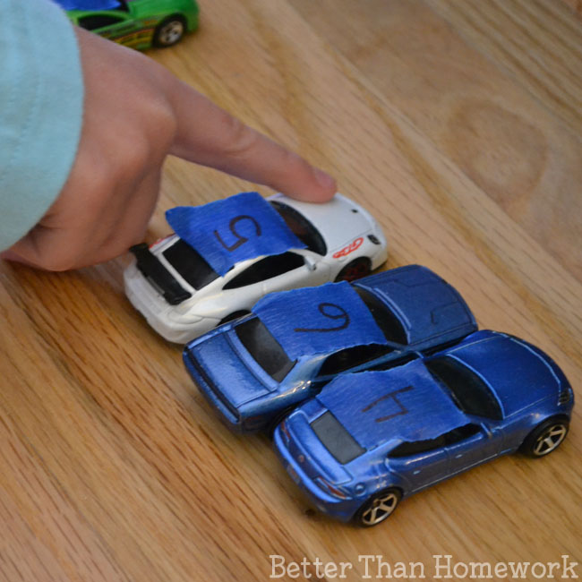 Use toy cars to practice making ten with this fun math activity for kids.