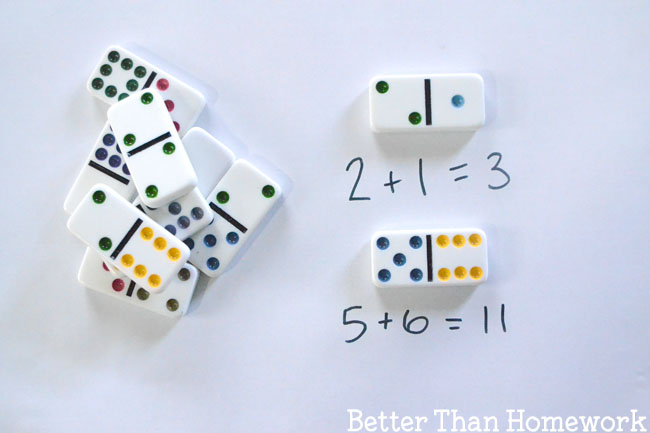 Domino addition is a fun and simple math activity to at home to practice adding.