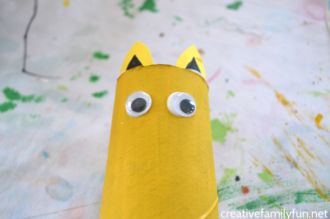 Use recycled materials to make this cardboard tube cheetah craft. It's such a fun kids craft and it makes a fun toy when you're done.