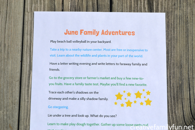 Get ready for summer with some family adventures! Save and print these ideas for June simple family fun and you'll be ready for family time any time.