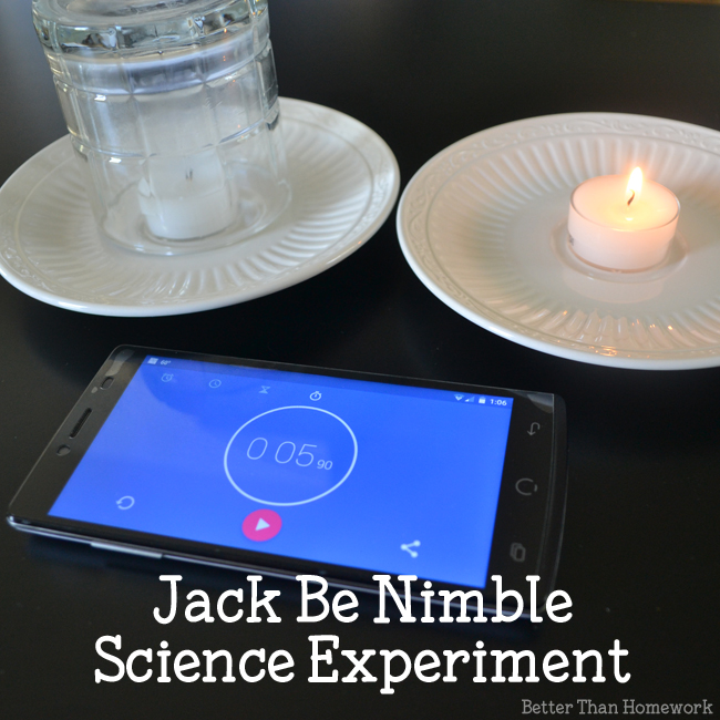 Explore how fire needs oxygen to burn with this simple Jack Be Nimble science activity for kids. How long will Jack's candle burn?