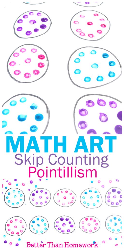 Add some creativity to your math practice with this fun math art project for kids. Learn about pointillism and do practice skip counting at the same time.