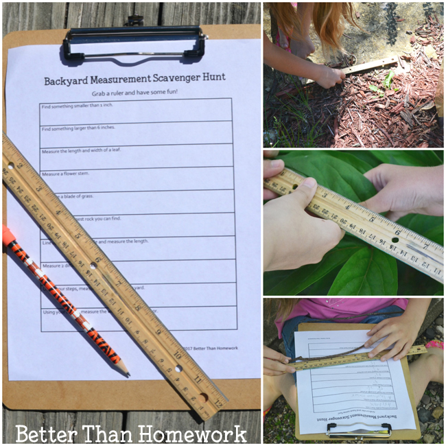 Take your learning outside with this fun backyard measurement scavenger hunt. Grab your printable scavenger hunt and get ready to learn math outside.