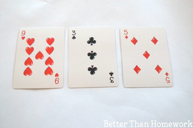 Let your kids use a set of playing cards to practice Three Digit Addition. It's a fun way to practice that is Better Than Homework!
