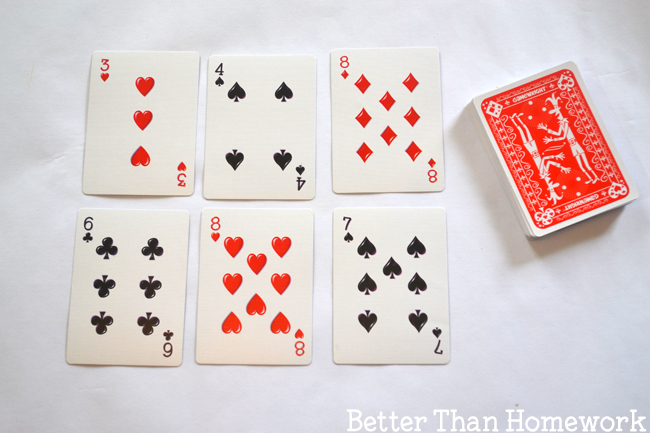 Let your kids use a set of playing cards to practice Three Digit Addition. It's a fun way to practice that is Better Than Homework!