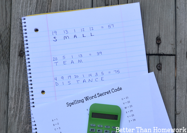 For a fun way to practice spelling words, turn them into a secret number code with this fun idea, Secret Code Spelling Words.