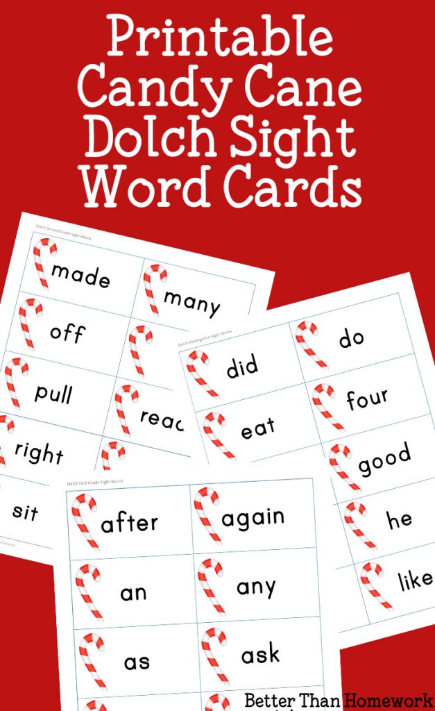 Practice Dolch sight words with these fun printable Candy Cane Sight Words cards for pre-k through 3rd grade. Print and play, learn and have fun! 