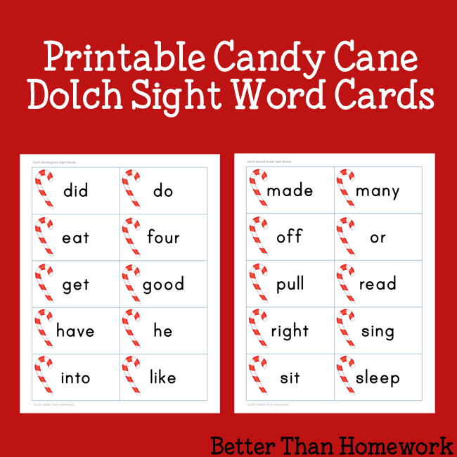 Practice Dolch sight words with these fun printable Candy Cane Sight Words cards for pre-k through 3rd grade. Print and play, learn and have fun!