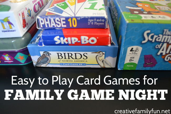 Pick up one of these easy to play card games for your next family game night. Here are over 20 family card games that easy to learn and fun for all ages.