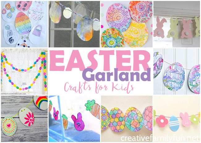 Decorate your house for Easter with one of these fun Easter Garland Crafts for Kids. They're easy to make, colorful, beautiful and so much fun!