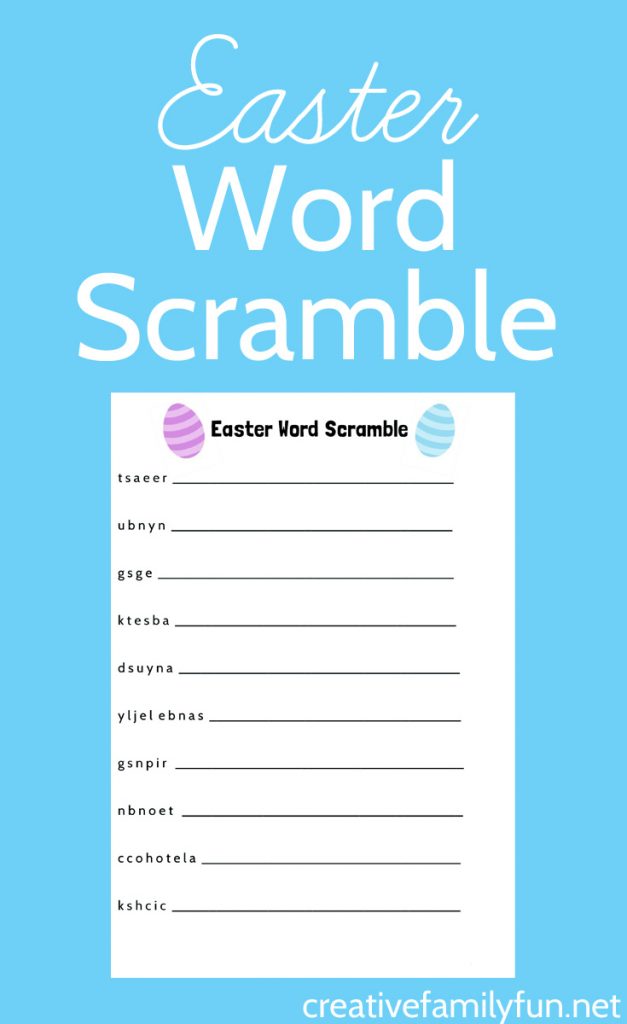 Can you unscramble all the words on this Easter word scramble printable for kids? Grab this free printable and have some fun. This easy word scramble is perfect for quiet time or on-the-go fun.