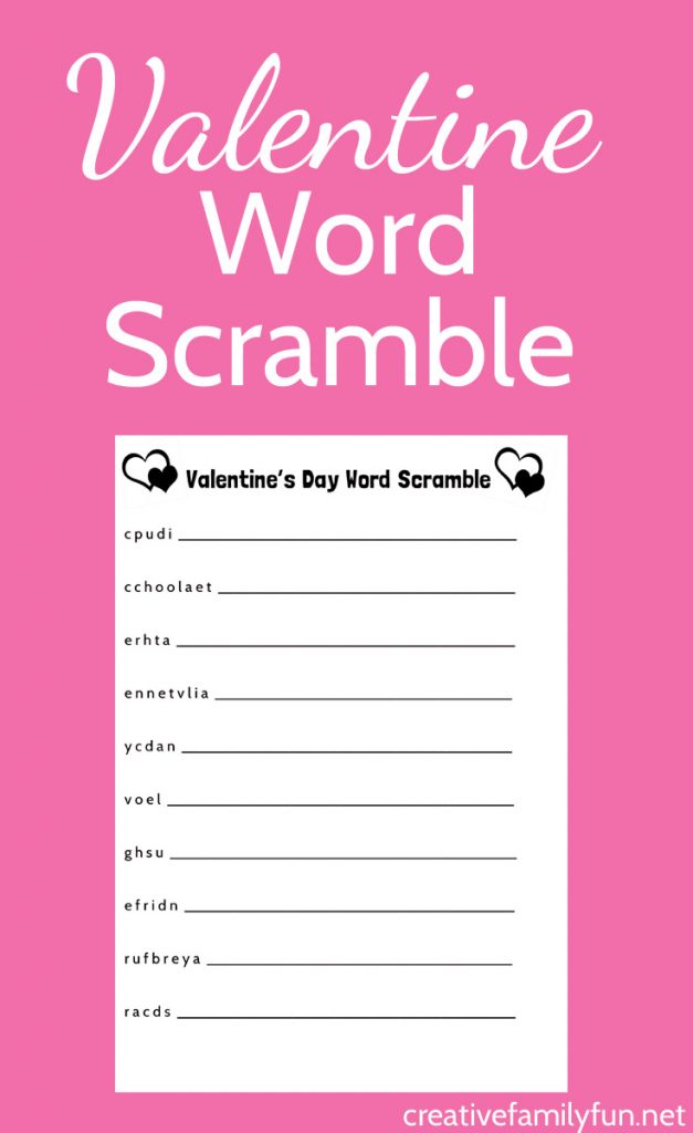 Can you unscramble all the words on this Valentine's Day word scramble printable for kids? Grab this free printable and have some fun.
