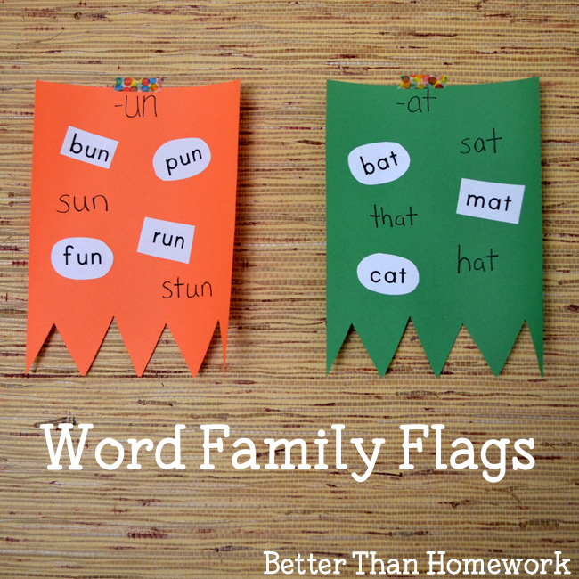 Create a fun room decoration while you practice word families with this learning craft, Word Family Flags. Collect words and then add them to the correct flag.